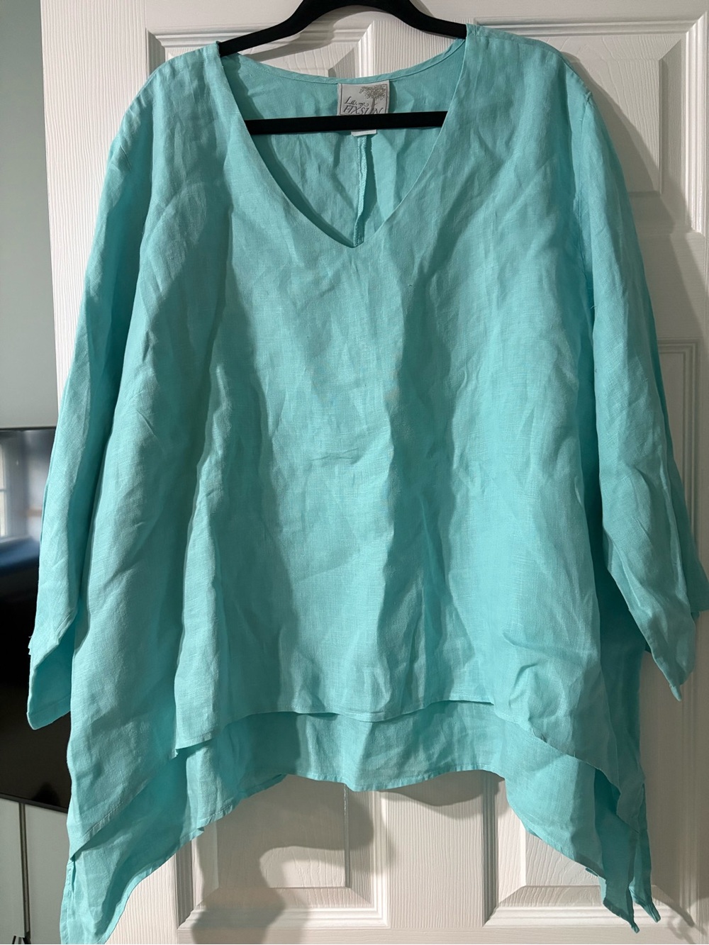 La Fixsun 100% Linen Lagenlook Asymmetrical Top Size 1X - Picture 1 of 2